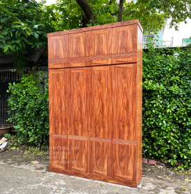 Tủ Áo Gỗ Cẩm Vân 4 Cánh 2 Tầng Áp Trần Đơn Giản Hiện Đại 