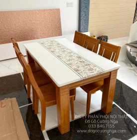 Bộ Bàn Ghế Ăn Mặt Đá 6 Ghế Nhập Khẩu Hiện Đại