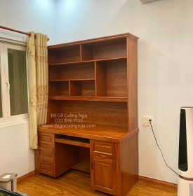 Bàn Học Sinh Gỗ Xoan Đào Có Kệ Sách 1m45 Hiện Đại