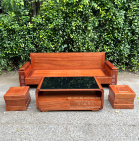 Ghế Sofa Gỗ Xoan Đào Văng Nhỏ Gọn 4 Chi Tiết