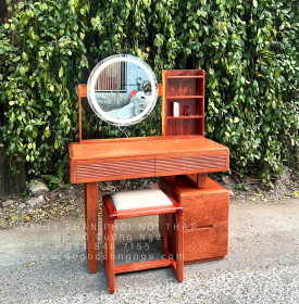 Bàn Phấn Trang Điểm Gỗ Hương Đá Tự Nhiên 1m Đèn Les Cảm Ứng 