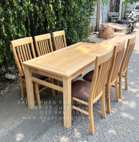 Bàn Ăn Gỗ Sồi Nga 6 Ghế Nệm Hiện Đại , Mẫu Mới Cập Nhật Xu Hướng 