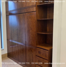 Tủ Quần Áo Gỗ Hương Xám 4 Cánh 2 Tầng Thiết Kế Hiện Đại 