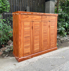 Tủ Giày Dép Gỗ Cẩm Vân 4 Cánh Mở Thiết Kế Lá Sách Tinh Tế 