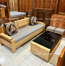 Sofa Gỗ Sồi Nga Văng Kèm Nệm Ngồi Cao Cấp 