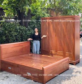 Combo Phòng Ngủ Gỗ Xoan Đào Thiết Kế Đơn Giản 2 Chi Tiết 