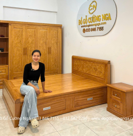 Bộ Combo Phòng Ngủ Gỗ Gõ Đỏ 3 Chi Tiết Tiết Kế Đẹp Mắt Sang Trọng 