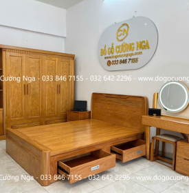 Bộ Combo Phòng Ngủ Gỗ Gõ Đỏ Thiết Kế Tinh Tế Hiện Đại 