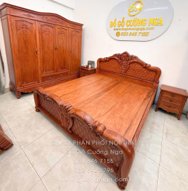 Combo Phòng Ngủ Gỗ Hương Đá 3 Chi Tiết Tân Cổ Điển Sang Trọng