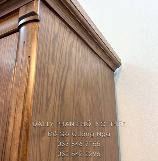 Tủ Quần Áo Gỗ Sồi 4 Cánh Màu Óc Chó - Mẫu Lá Sách 