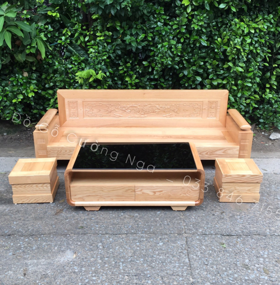 Bộ Ghế Sofa Văng Gỗ Sồi Nga 2m - Tựa Cảnh 