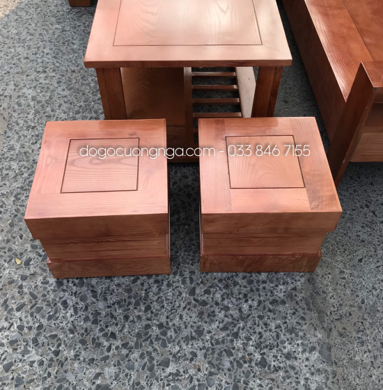 Bộ Ghế Sofa Góc L Gỗ Sồi Nga 2mx1m8 Tay Trứng - Màu Xoan 