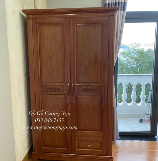 Tủ quần áo gỗ xoan đào 2 cánh - 1m2 giá rẻ 