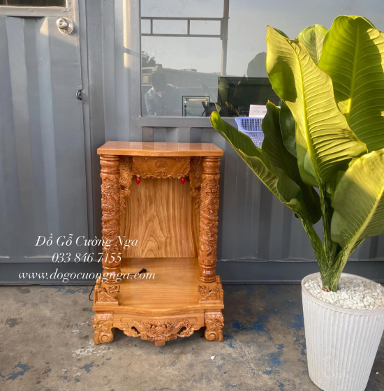 Bàn thờ ông địa thần tài gỗ gõ đỏ 60x88 - cột 10 giá rẻ 