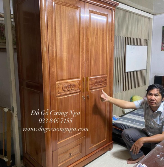 Tủ quần áo gỗ xoan đào 2 cánh - 1m2 giá rẻ 