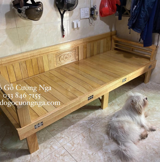 Giường gấp gỗ sồi màu tự nhiên 