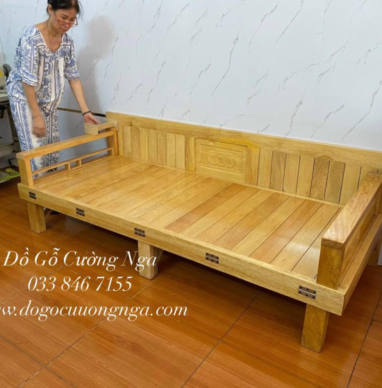 Giường gấp gỗ sồi màu tự nhiên 