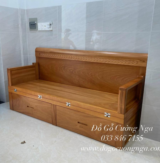 Giường Gấp Gỗ Gõ Đỏ 2 Ngăn Kéo Thông Minh