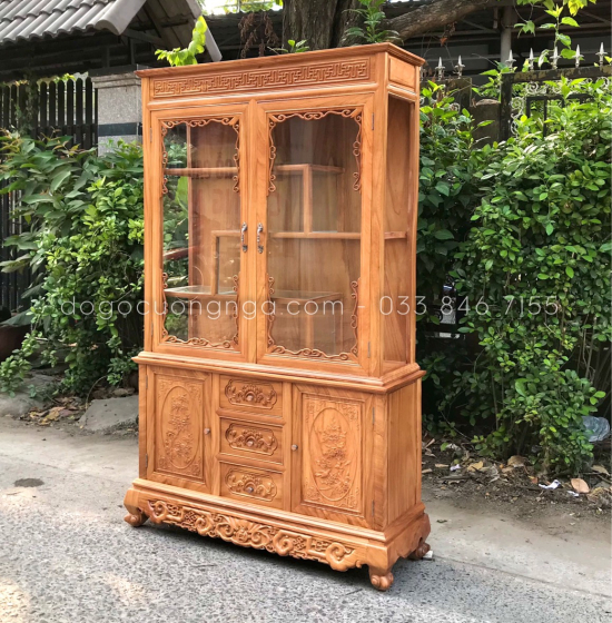 Tủ rượu gỗ Gõ Đỏ vuông 1m2 cao cấp TG 012