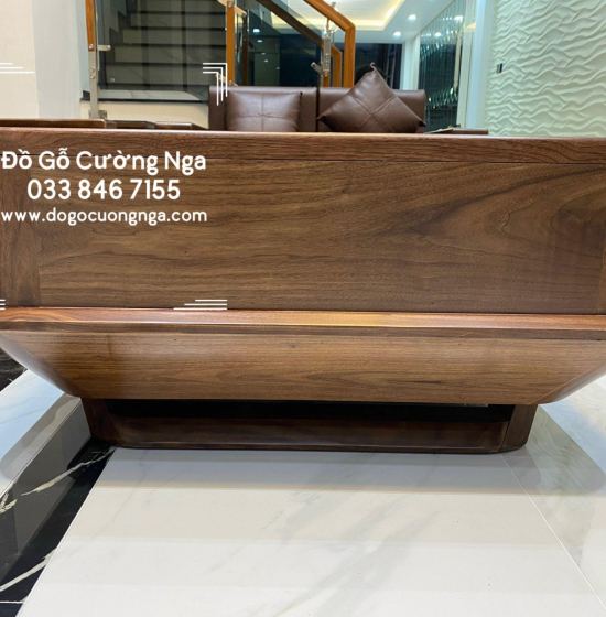 Sofa Gỗ Óc Chó Sang 2 Văng Thuyền Cao Cấp Kèm Nệm