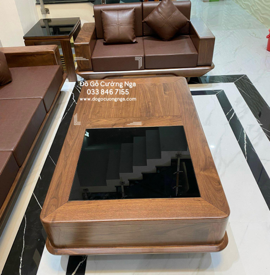 Sofa Gỗ Óc Chó Sang 2 Văng Thuyền Cao Cấp Kèm Nệm