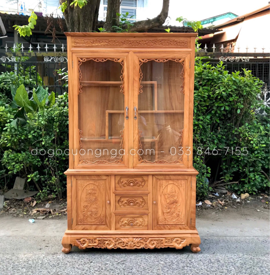 Tủ rượu gỗ Gõ Đỏ vuông 1m2 cao cấp TG 012