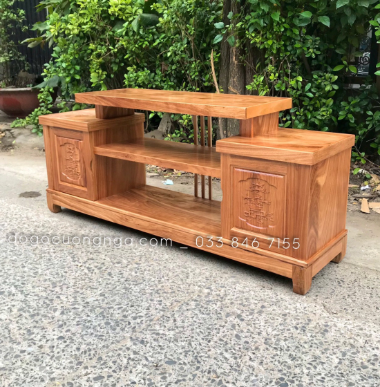 Kệ Tivi Gỗ Hương Xám 1m6 - Mẫu Mâm KG 023