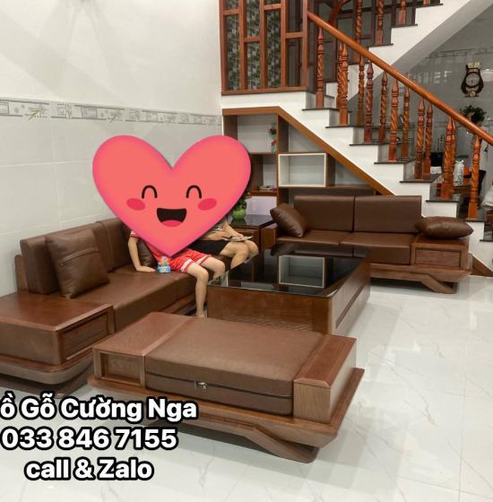 Bàn Ghế Sofa 2 Văng Gỗ Sồi Nga Cao Cấp Chân Thuyền 