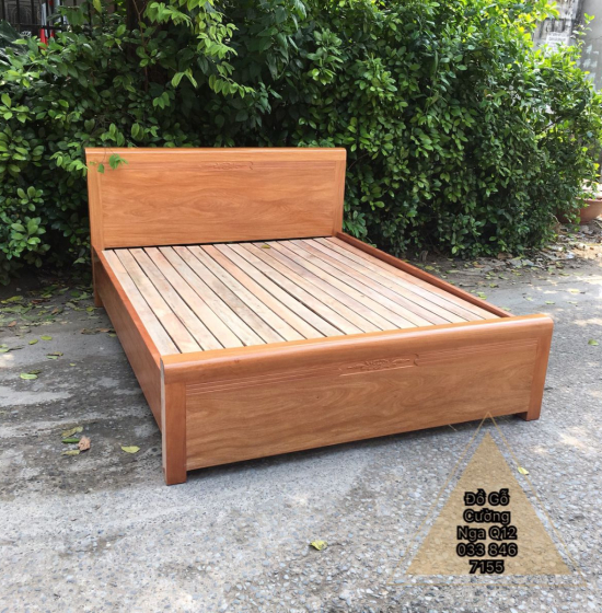 Giường gỗ đinh hương hiện đại vạt lan - mẫu chỉ hoa 