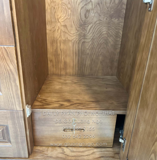 Tủ Quần Áo Gỗ Sồi 4 Cánh Màu Óc Chó - Mẫu Lá Sách 