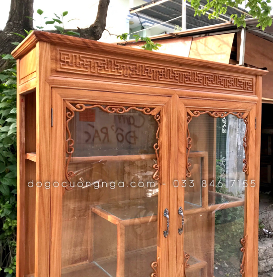 Tủ rượu gỗ Gõ Đỏ vuông 1m2 cao cấp TG 012