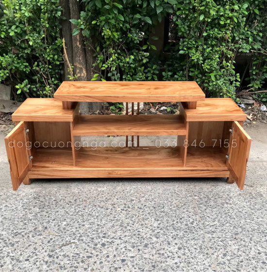 Kệ Tivi Gỗ Hương Xám 1m6 - Mẫu Mâm KG 023