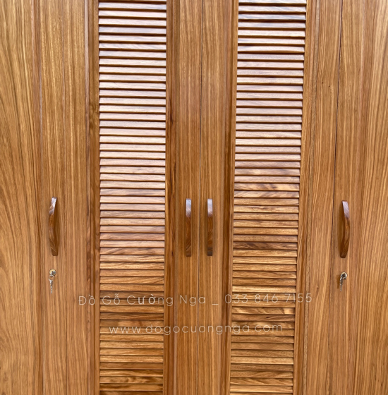 Tủ quần áo gỗ hương xám cao cấp 4 cánh  2m mẫu lá sách 