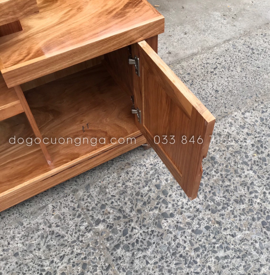 Kệ Tivi Gỗ Hương Xám 1m6 - Mẫu Mâm KG 023