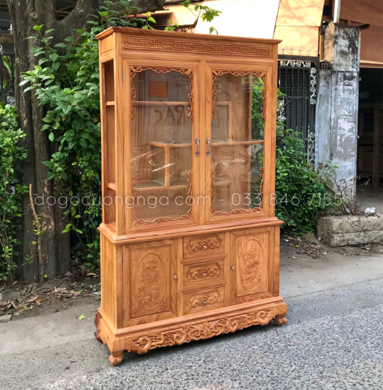 Tủ rượu gỗ Gõ Đỏ vuông 1m2 cao cấp TG 012