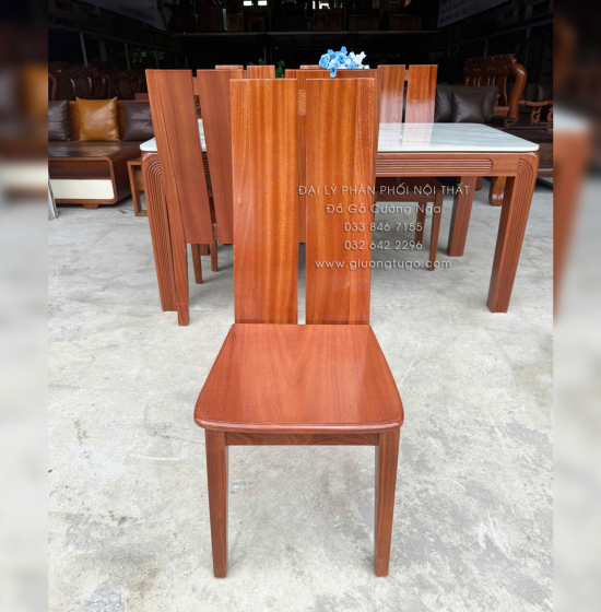Bộ bàn ăn gỗ Xoan Đào mặt đá 1m6 - 6 ghế chân soi BG 035