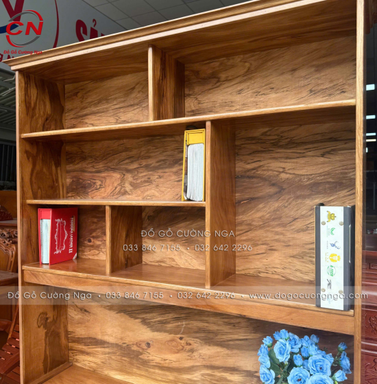 Bàn Ghế Học Sinh Gỗ Hương Xám 1m Có Kệ Sách BH 24.1