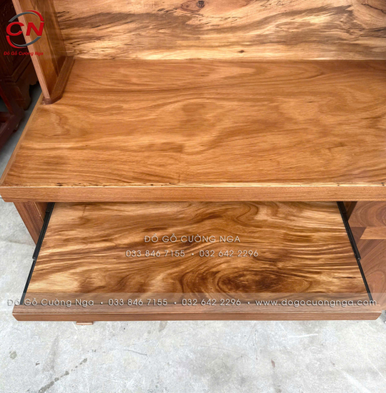 Bàn Ghế Học Sinh Gỗ Hương Xám 1m Có Kệ Sách BH 24.1