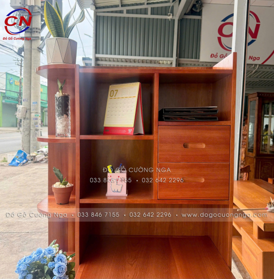 Bàn Học Sinh Gỗ Xoan Đào Tự Nhiên Có Kệ Sách Và Ngăn Kéo Tiện Dụng