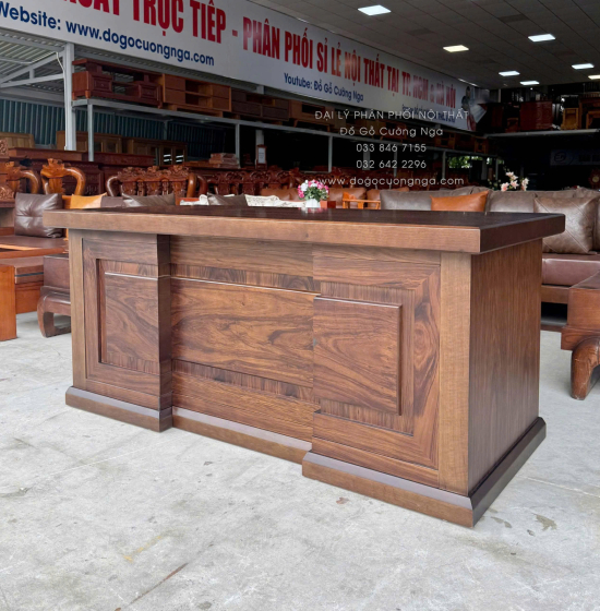 Bàn Làm Việc Giám Đốc Gỗ Hương Xám Màu Óc Chó 1m67 Hiện Đại, Đẳng Cấp