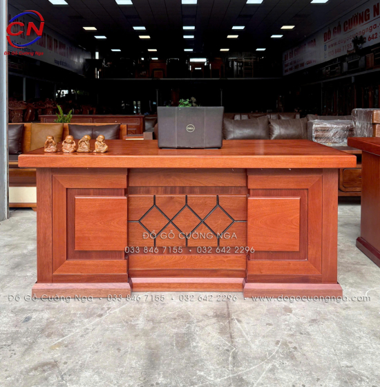 Bàn Làm Việc Giám Đốc Gỗ Xoan Đào 1m87 Chạm Chỉ Sang Trọng