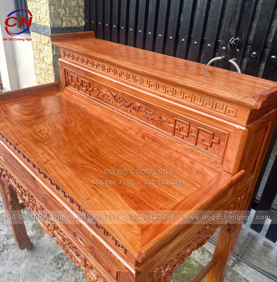 Bàn Thờ Gia Tiên Gỗ Hương Đá 2 Tầng Chạm Sen Cao Cấp