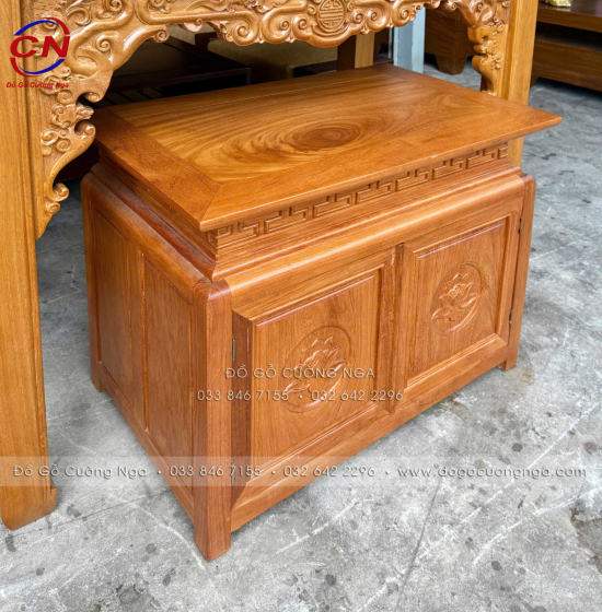 Bàn thờ gia tiên gỗ gõ đỏ kèm tủ táp 1m27 hiện đại BT 06