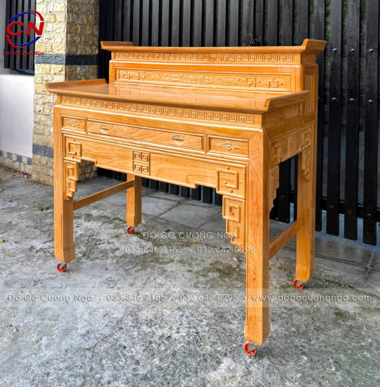 Bàn Thờ Gỗ Gõ Đỏ 2 Tầng Chạm Chữ Phúc 1m53 Bền Đẹp