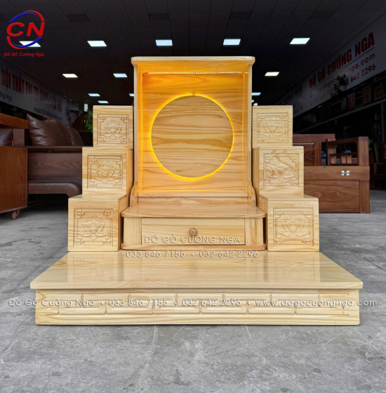 Bàn Thờ Ông Địa Gỗ Thông 48cm Hiện Đại 