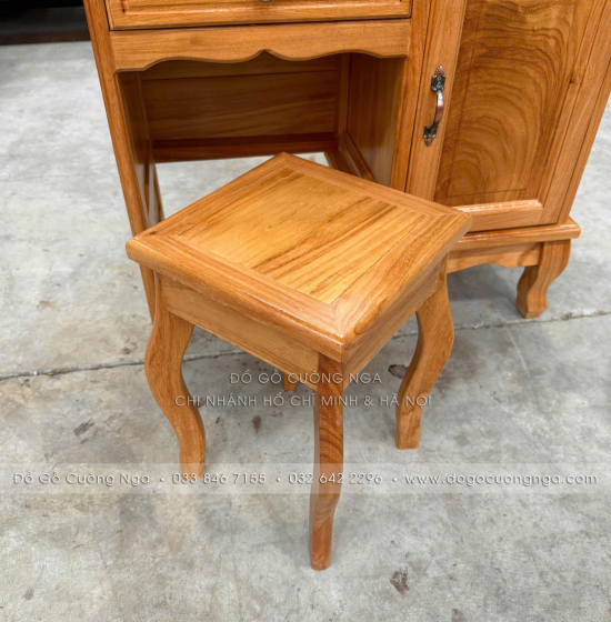 Bàn Trang Điểm Gỗ Gõ Đỏ Gương Trượt 80cm – Tiện Cho Phòng Ít Diện Tích