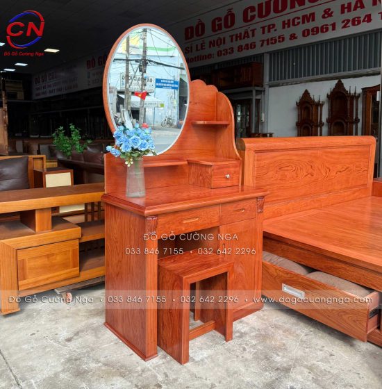 Bàn Trang Điểm Gỗ Hương Đá 80cm Giá Rẻ TĐ 015