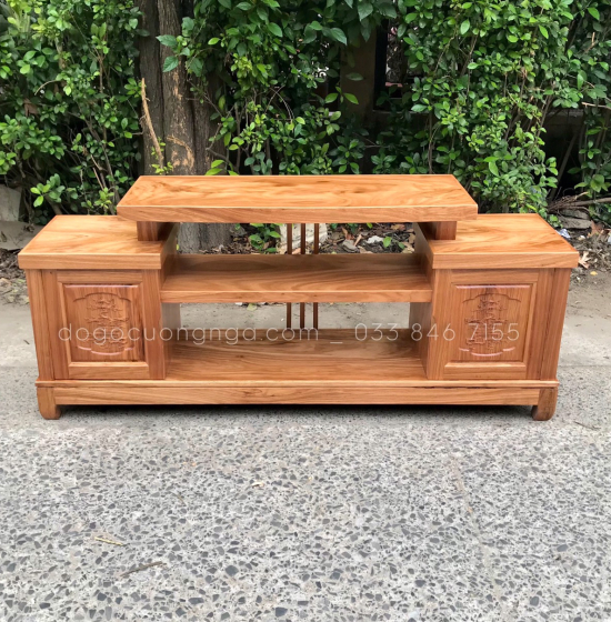 Kệ Tivi Gỗ Hương Xám 1m6 - Mẫu Mâm KG 023