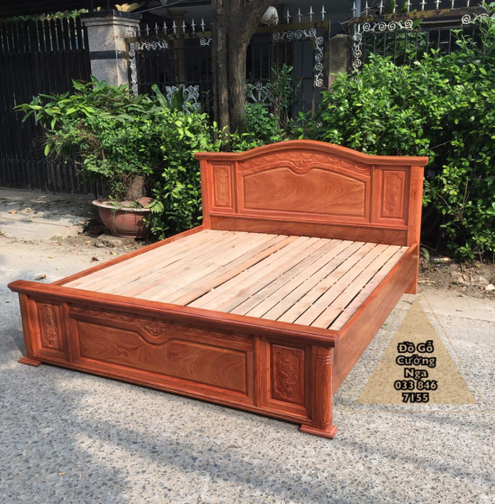 Giường gỗ hương đá mẫu nữ hoàng - vạt lan 