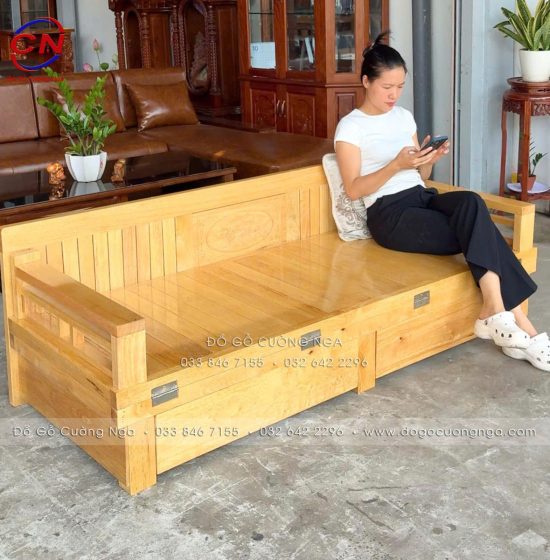 Giường Gấp Gỗ Sồi 2 Ngăn Kéo Kèm Bàn Đá Giá Rẻ